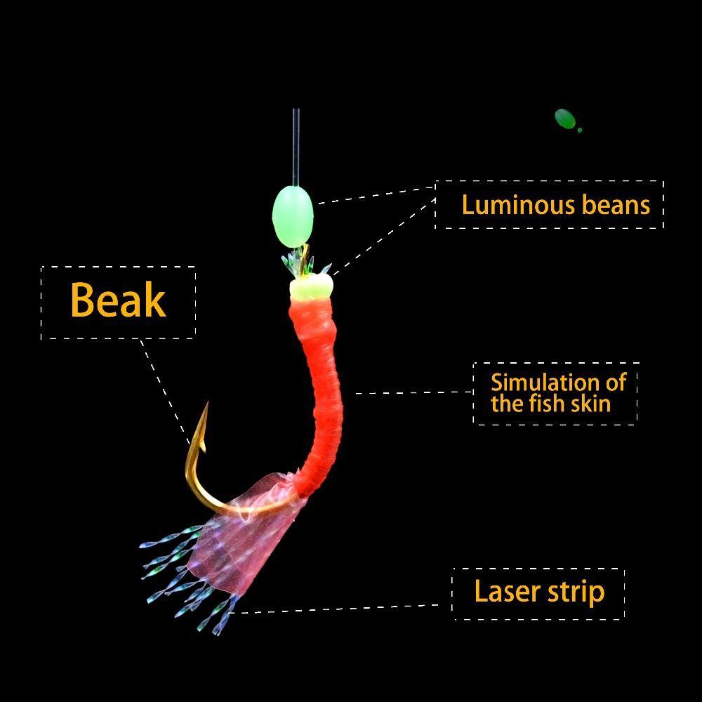 6Pcs/Set Tied Hooks Sabiki Rigs Carbon Steels Sabiki Lure Fishing String Hooks  Carp Fishing