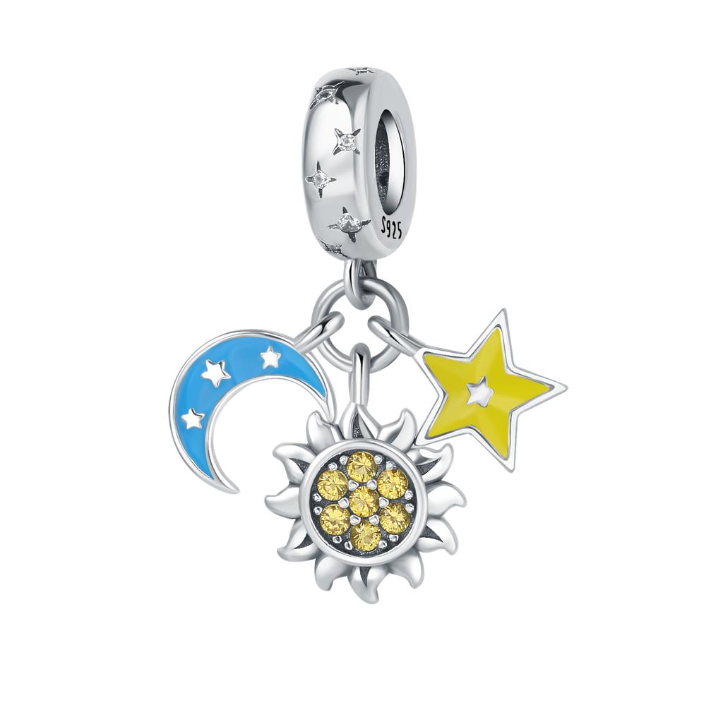Copper Sun Moon Star Sky Series Pendant Charms Beads Fit Original Wear Braceletsdiy Jewelry Accessory