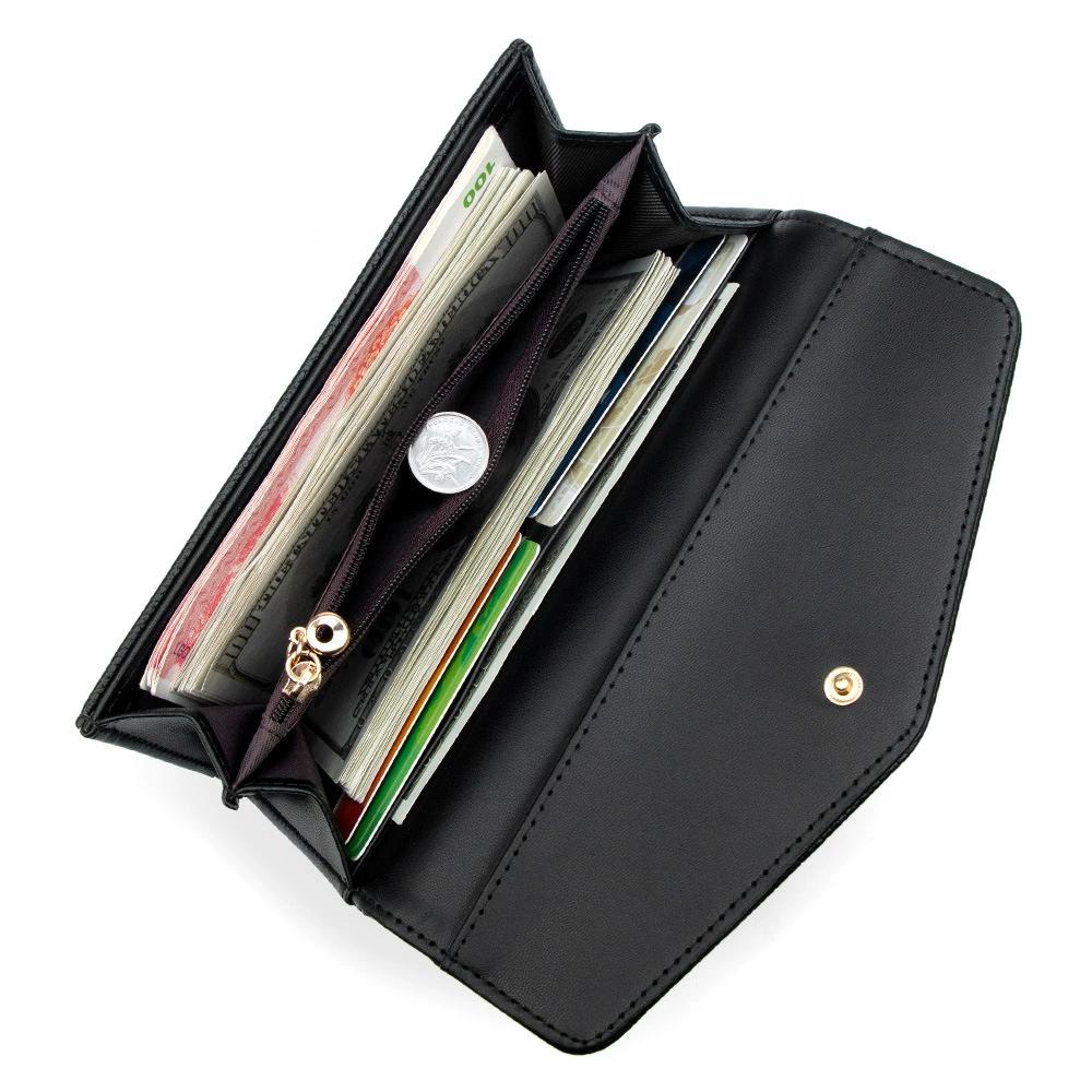 Women Long Wallet PU Leather Envelope Clutch Large Capacity Card Holder Multi Slot Coin Purse Lady Handbag