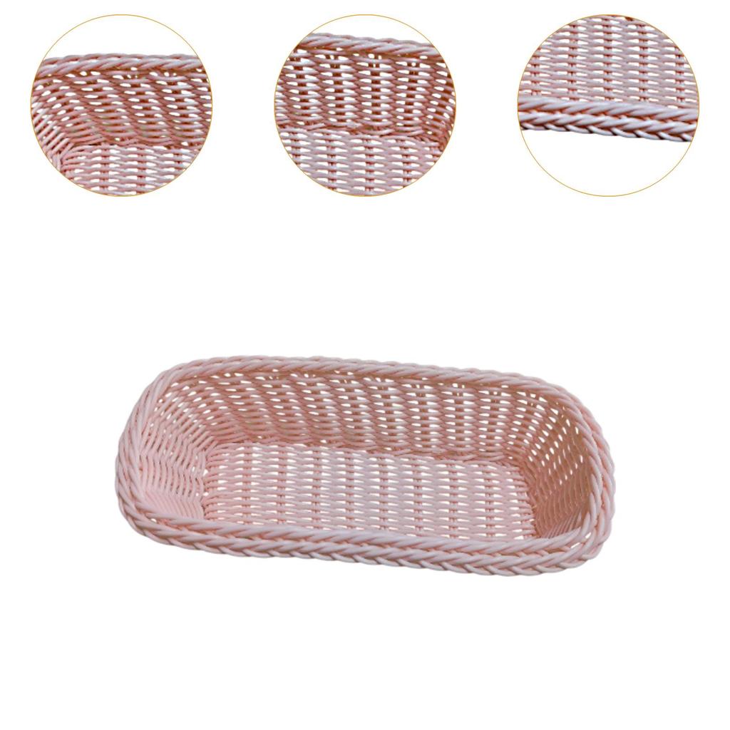 1Pcs Creative Fruit Storage Basket Rectangle Shaped Woven Plastic Dried Fruit Basket for Home Party KTV Candy Snacks Organizer