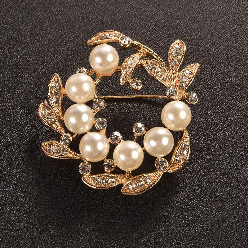 SUNFLOWER Pearl Brooch Pin File Rhinestone Wedding Dress Collar Pin Fashion Fashion Costume Accessories