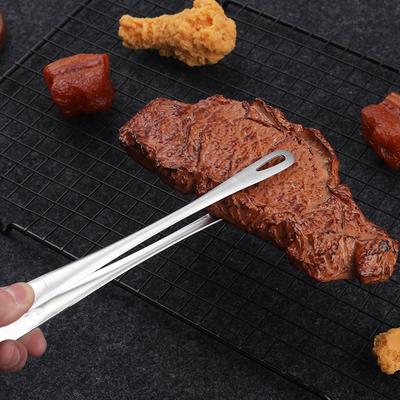 1 Stück Edelstahl Lebensmittelzange Langer Griff Rutschfest Grillzange Steakzange Küchenkochwerkzeug Zubehör BBQ Kochzange