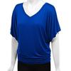 Large Size Top Women's Solid Loose Bat Sleeve V-neck Short Sleeve T-shirt