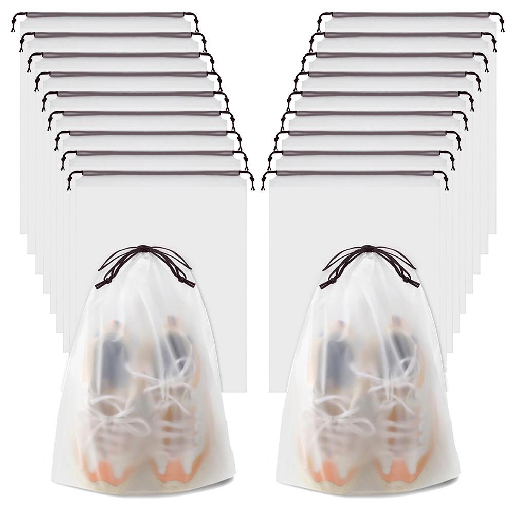 10/20 Portable Shoe Storage Drawstring Eco Storage Bag for Sundries Travel Makeup Bag Waterproof Transparent Plastic Storage Bag
