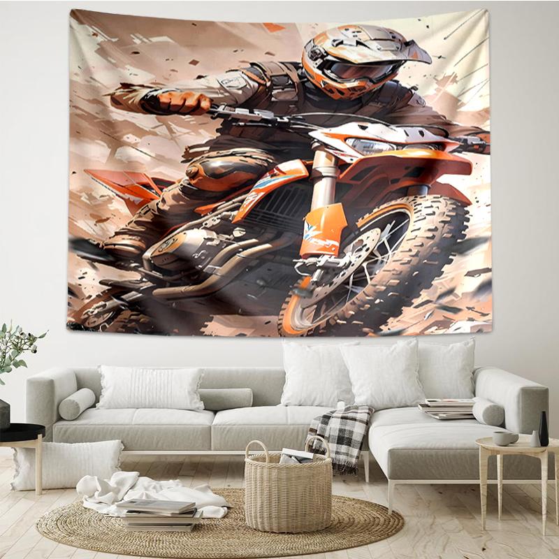 off-road-motorcycles Print Tapestry, Backdrop, Easy Setup, Ideal for Bedroom, Office & Living Room, with Aesthetic Wall Hanging Decor.