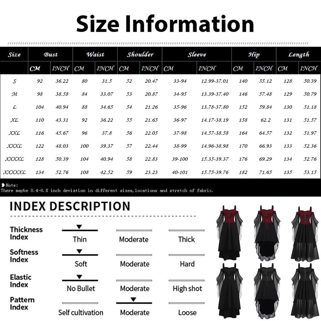 New Medieval Witch Dress For Women Halloween Carnival Women Plus Size Cold Shoulder Butterfly Sleeve Halloween Gothic Dress