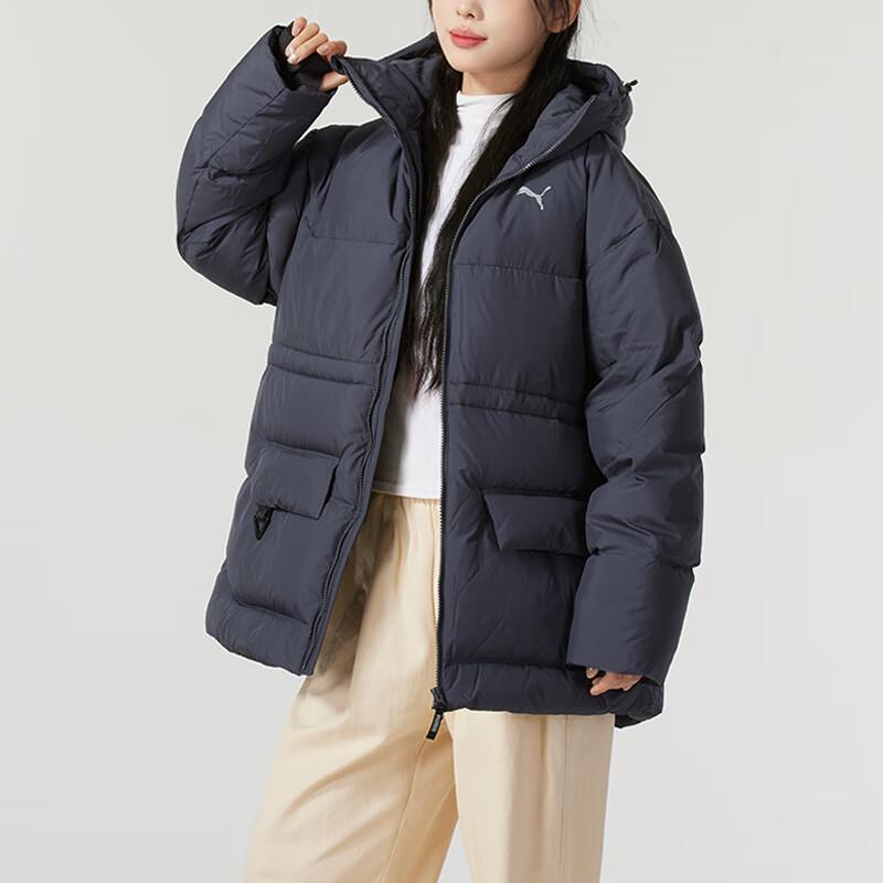 Puma Solid Color Warm Windproof Hooded Down Jacket Women Outerwear Black 629740-69