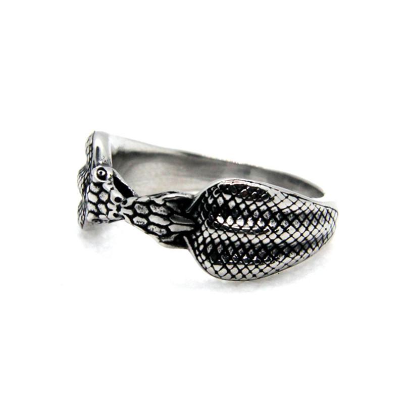 Stainless Steel Gothic Jewelry Retro Double Snake Head Ring Cobra Serpent Reptile Rings 6