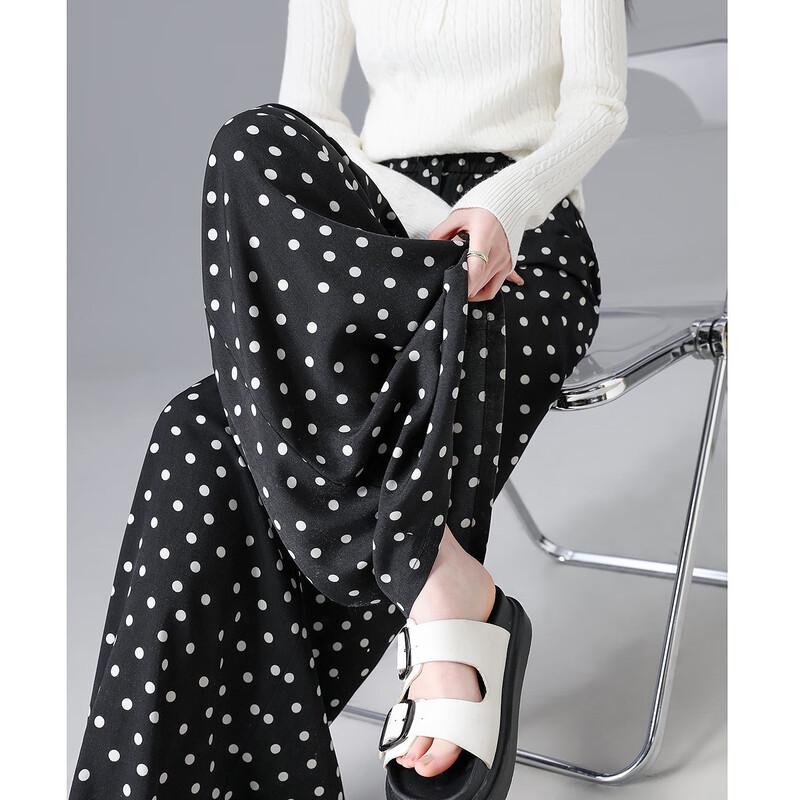 Demana Romantic Polka Dot Chiffon Wide-Leg Pants