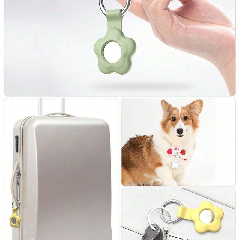 Flower Shaped Silicone Protective Case Compatible With Apple Airtag Tracker Anti-Lost Device For Dogs,Cats And Other Pets(Airtag Not Included)--Pink