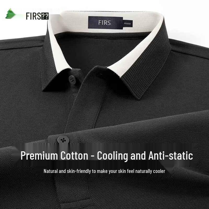 

FIRS Men s Breathable Cotton-Feel Contrast Polo Shirt L