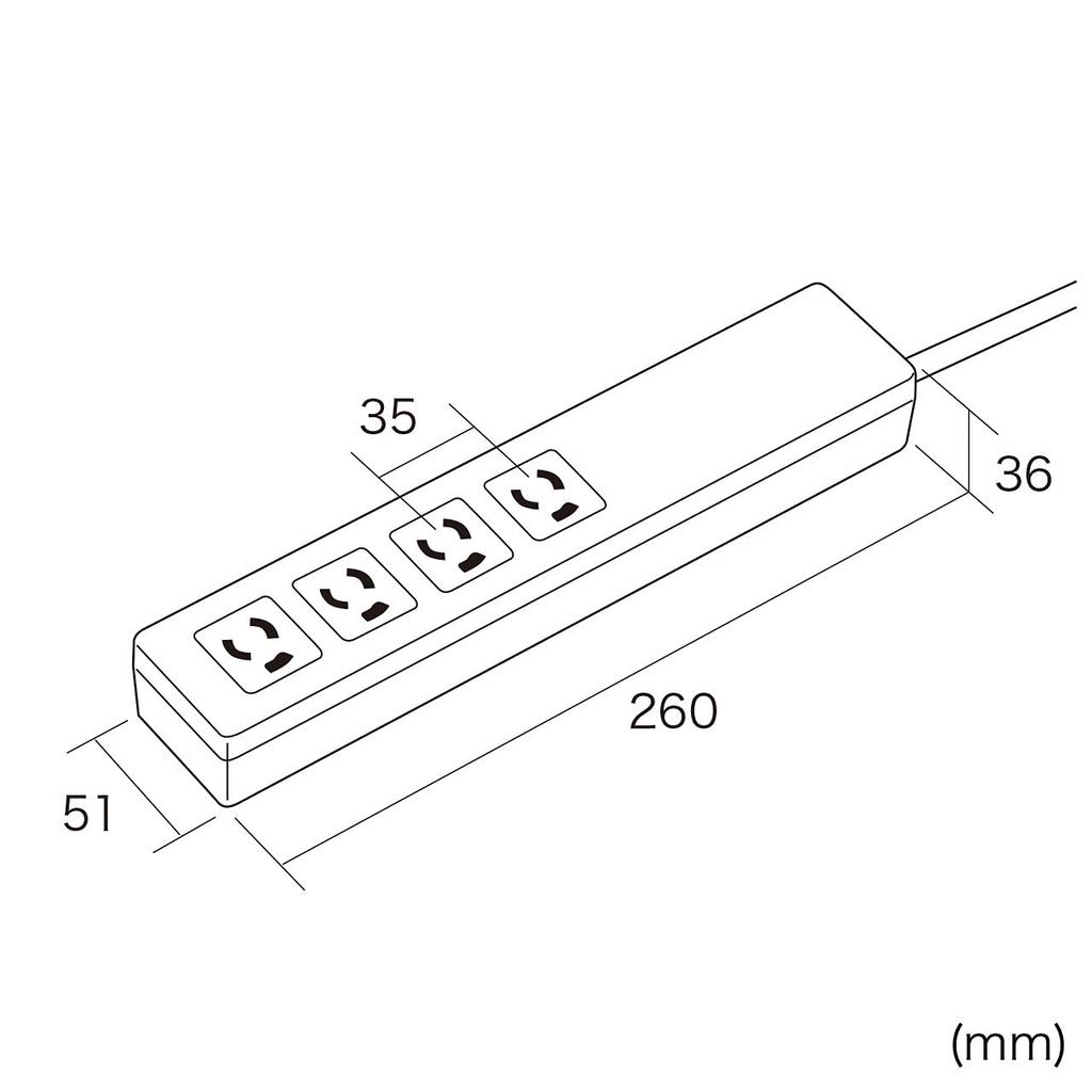 SANWA SUPPLY PC-linked Power Strip (IC Memory Type) 3-prong, 4 Outlets, 2m TAP-RE34M-2