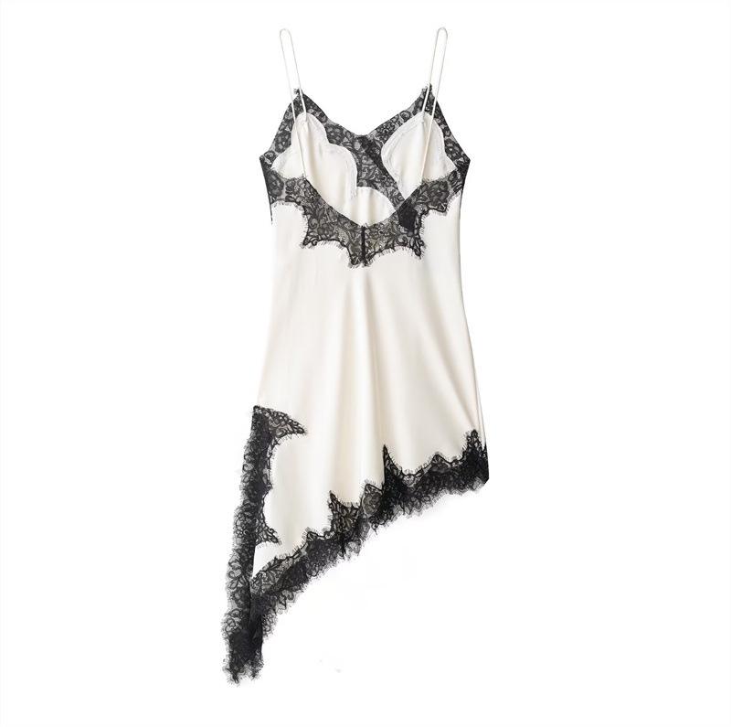 Abito in Pizzo Asimmetrico Europeo e Americano Primavera 2025 - Design Sexy Pura Desiderio