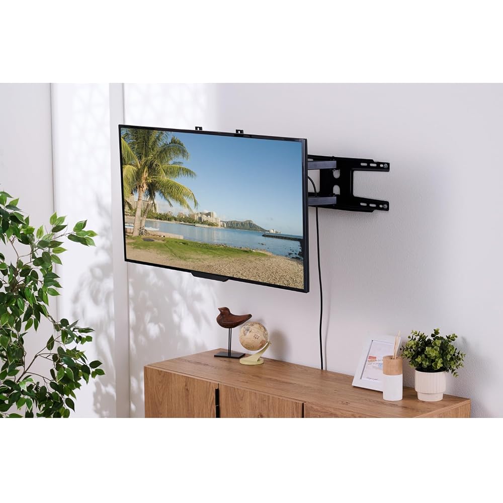 Elecom Wall Mount TV Bracket, Full Motion, Compatible with 37-70 Inch TVs, [Up/Down/Left/Right/Rotating], 35kg Load Capacity, with Cable Holder, Black