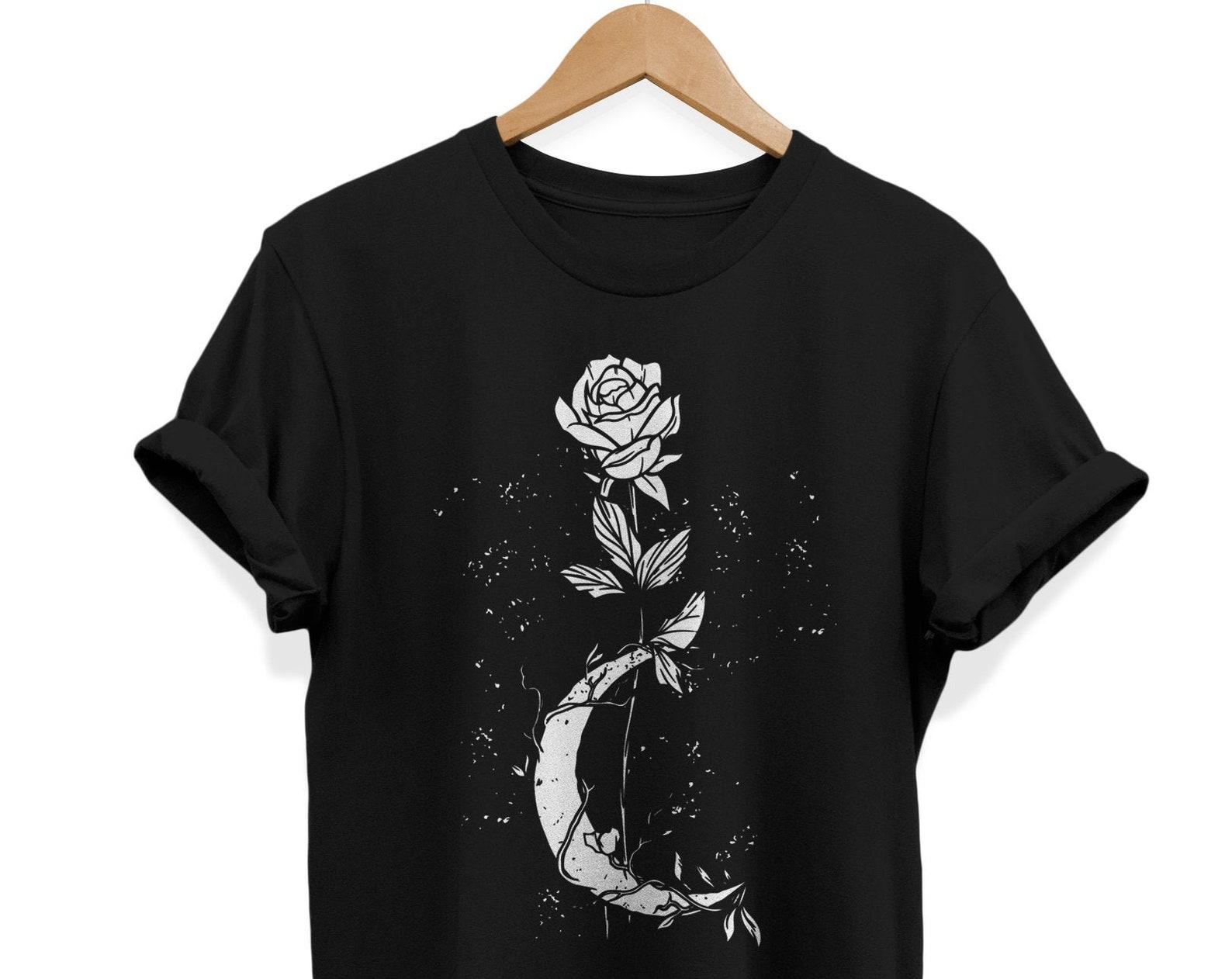 Rose Moon Gothic T-Shirt: Witchy Spiritual Apparel 3XL