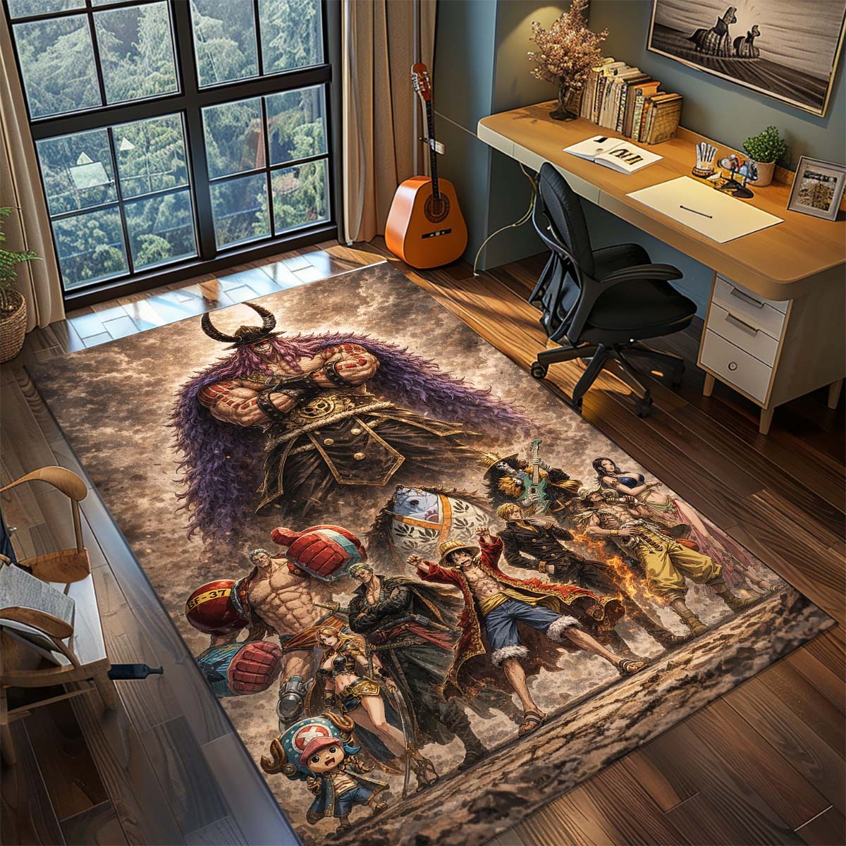 

One Piece Anime Rug Carpet Large Area Rug Non Slip Washable Floor Mat Gamer Room Bedroom Home Decor -QJY 60x90cm