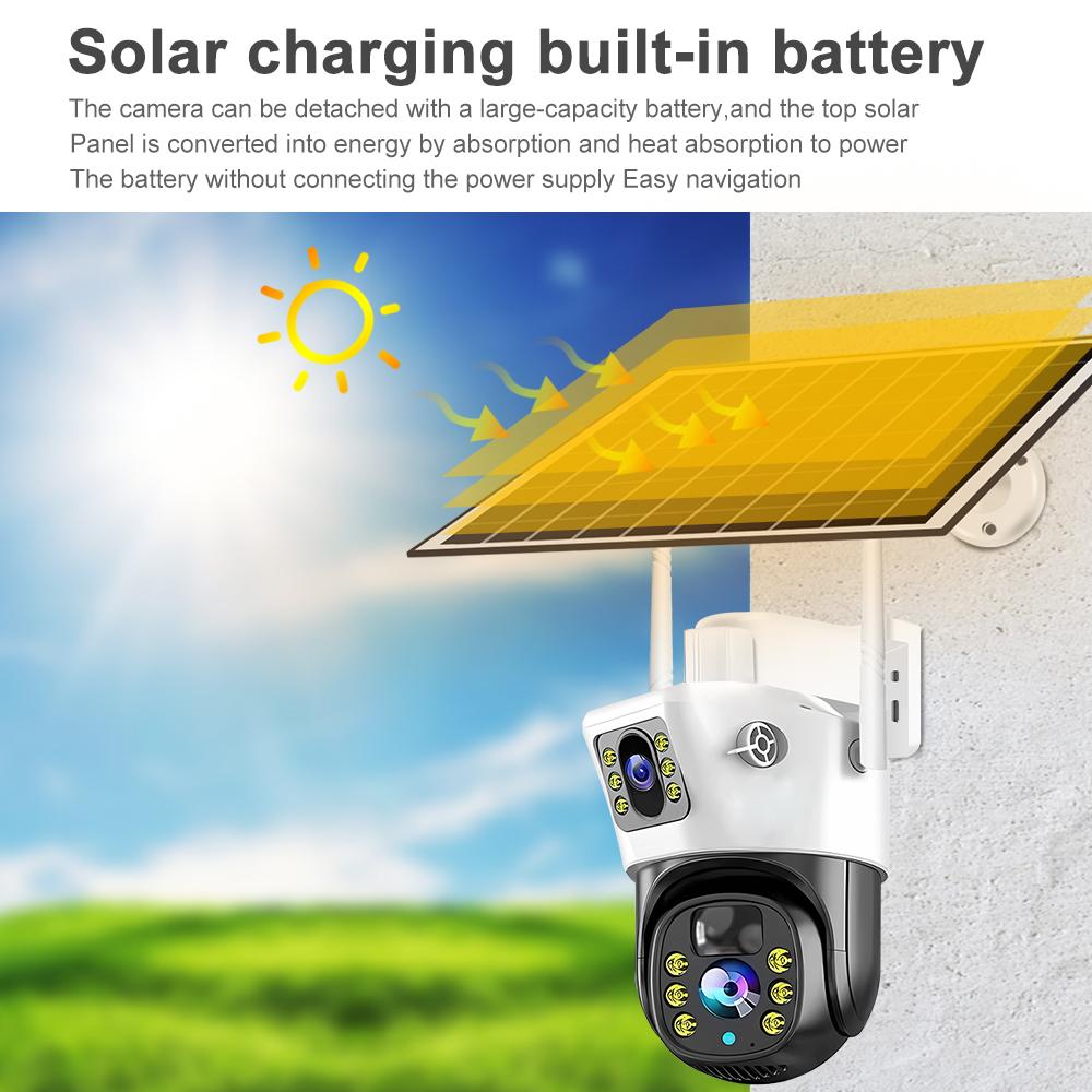 4MP/8MP HD WiFi Outdoor Wireless PTZ Solar IP Eingebauter Akku Videoüberwachungskamera V380 Pro Wasserdichte Kamera