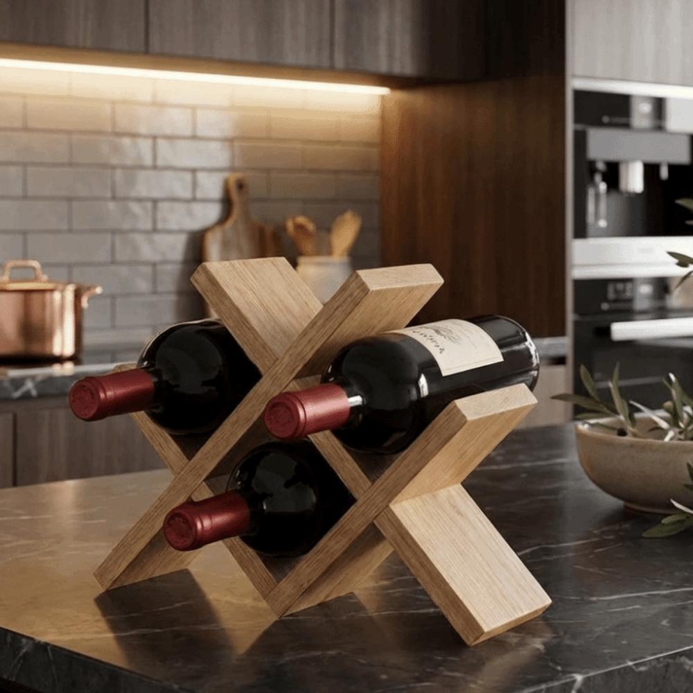 4-Bottle Wine Display Rack Standing Wine Storage Shelf Modern Solid Wood Wine Rack Showrooms