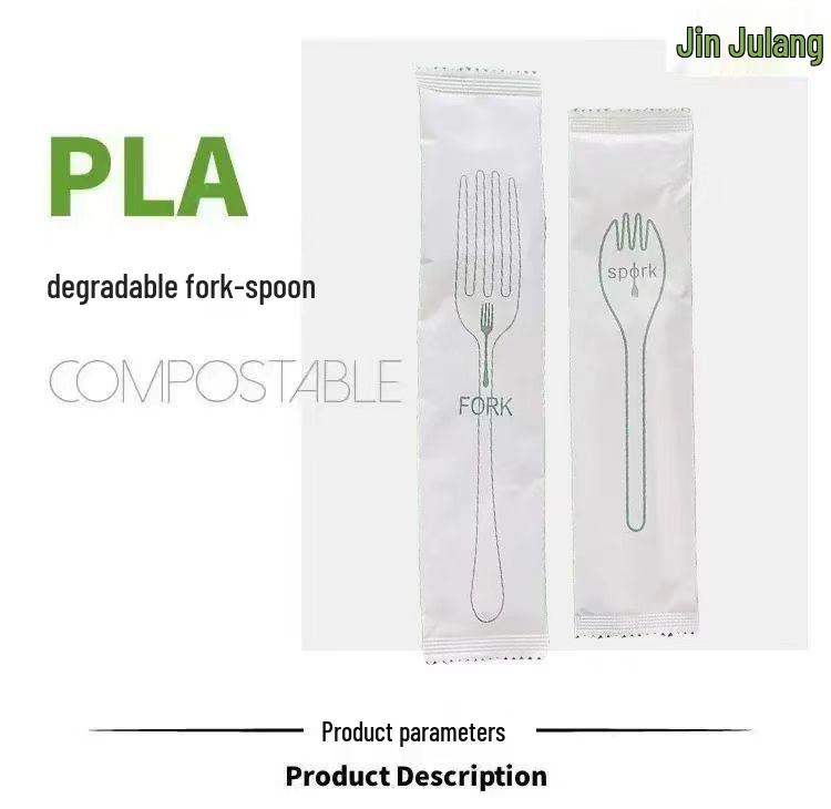 Set di posate biodegradabili in PLA: Coltello, Forchetta, Cucchiaio, Confezionati Singolarmente per Dolci e Pasti