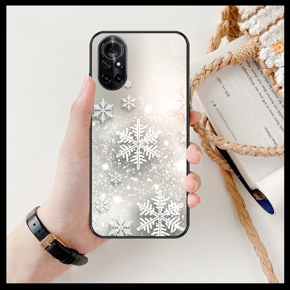 Beautiful Christmas with Snowflakes Clear Phone Case For Huawei Honor 20 10 9 8A 7 5T X Pro Lite  5G  Black Etui Coque Hoesjes C