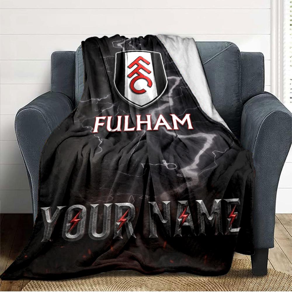 Name Custom Fulham FC Logo Print Flannel Blanket High Quality Warm Comfortable Cover for All Seasons Perfect for Gifts Home Decor