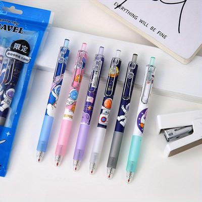 Schulanfangssaison 0,5 mm 6 Stück/Beutel Astronaut Metallstiftclip Druckkugelschreiber Cartoon Druck Neutralstift Schreibwaren