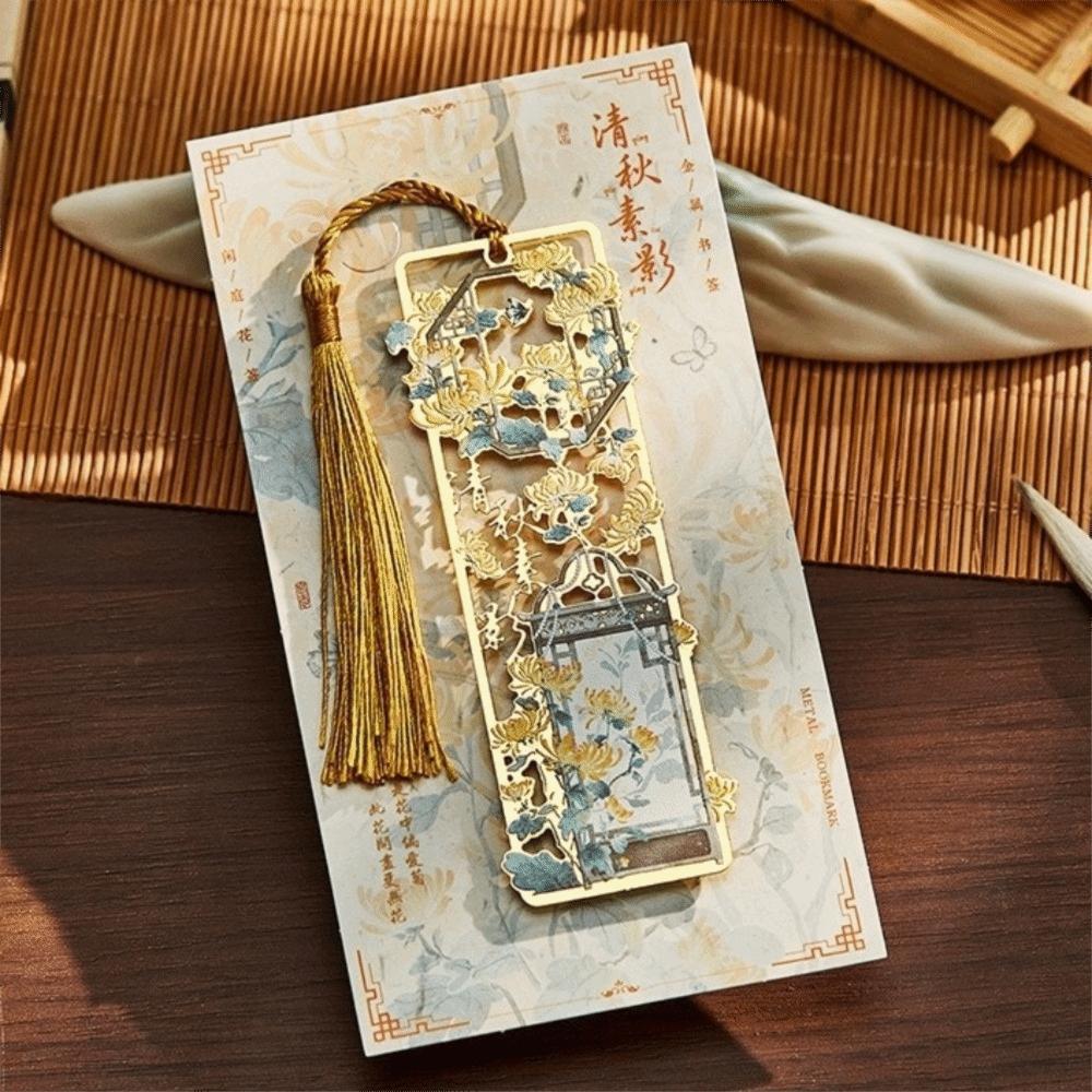 With Tassel Hollow Bookmark Metal Hollow Floral Bookmark Retro Style Metal Bookmark Book Club