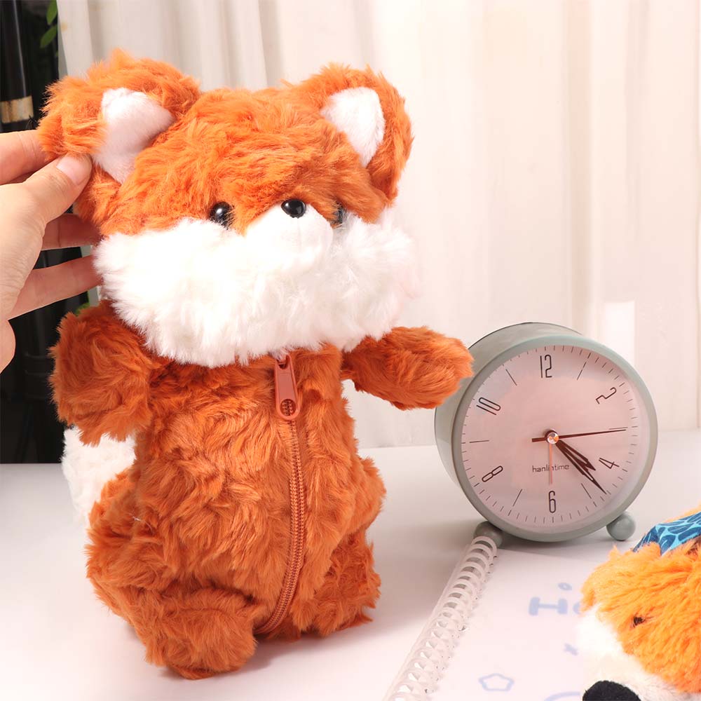 Cartoon Plush Pen Bag Stuffed Stationery Storage Bag Makeup Bag Pencil Case Desktop Organizer