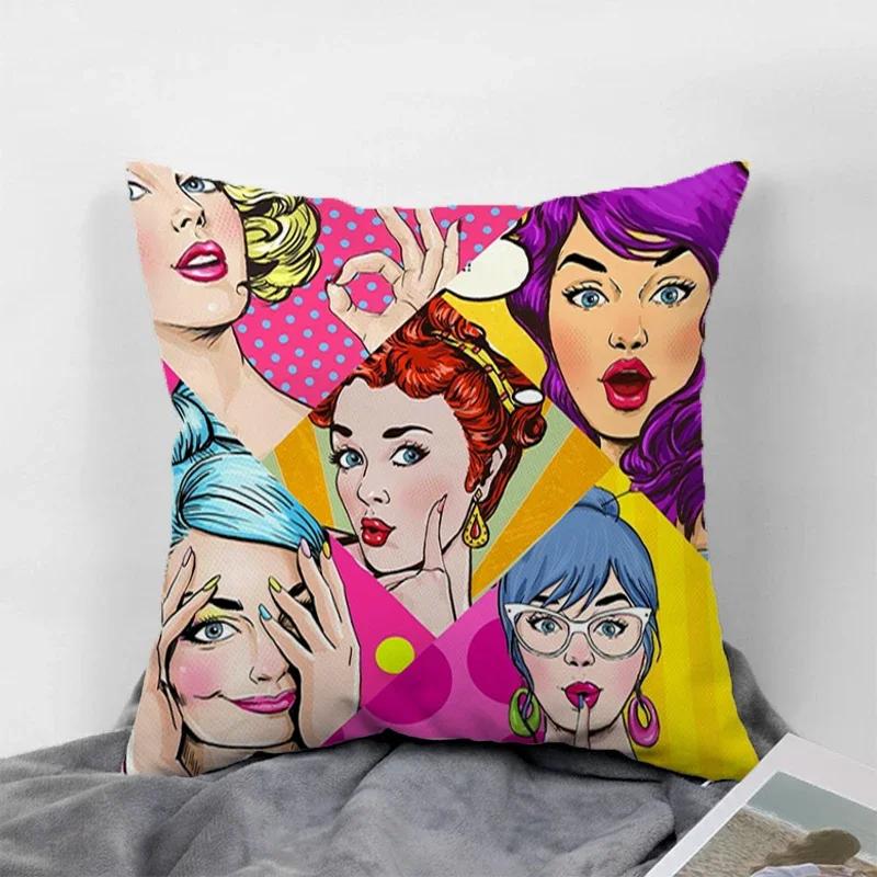Pop Art Kissenbezüge für 45x45 Kissen Dekorative Sofakissenbezüge 60x60 Kissenbezug 40x40 Paarkissen Kissenbezüge 50x50