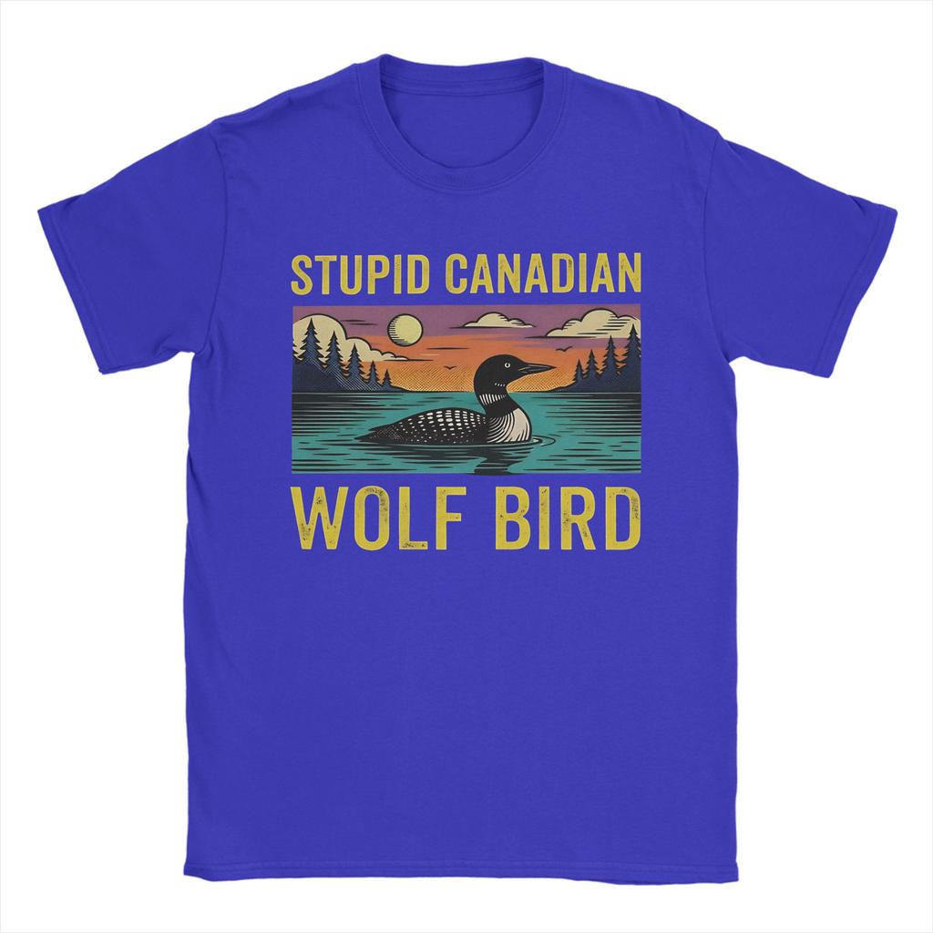 Stupid Canadian Wolf Bird Loon Lover Heated Rivalry T Shirt Summer Trending TShirts Unisex Cotton Oversized ShortSleeve Tops