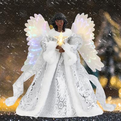 Aniołek na czubek choinki Zawieszka Aniołek Dekoracja na choinkę Xmas Dekoracyjna ze światełkami Aniołek na czubek choinki do dekoracji choinki w domu i biurze