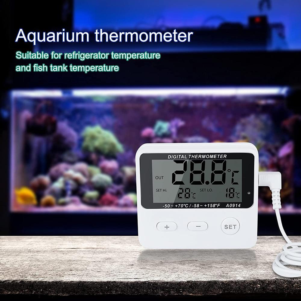 Digitales Kühlschrankthermometer Gefrierschrankthermometer Aquarium Wassertank Messgerät Hoch-Niedrig-Temperaturalarm mit externem Sensor