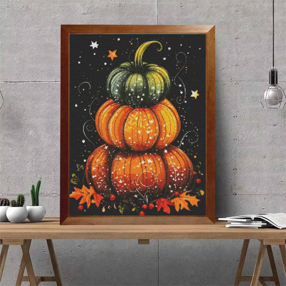 DIY Diamond Painting Canvas Stacked Pumpkin Autumn Harvest Stars Design 5D Full Drill Art Creative Leisure Craft Home Decor