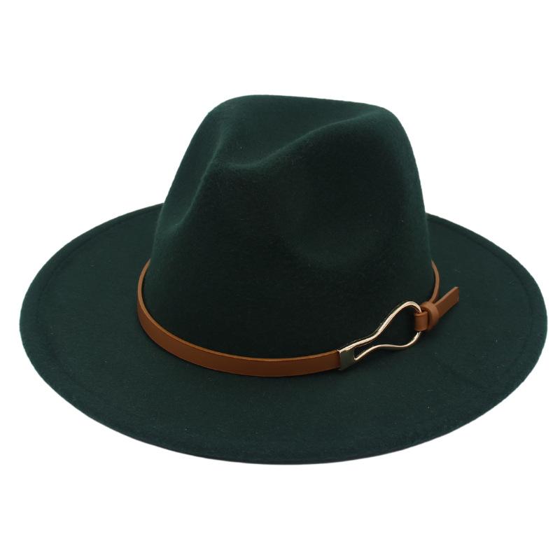 Foreign Trade Elegant Felt Hat Belt Buckle Top Hat Modified Face Jazz Hat British Dance Performance Woolen Hat Literature And Art