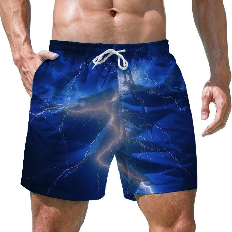 Summer Men's Lightning 3D Printed Beach Shorts