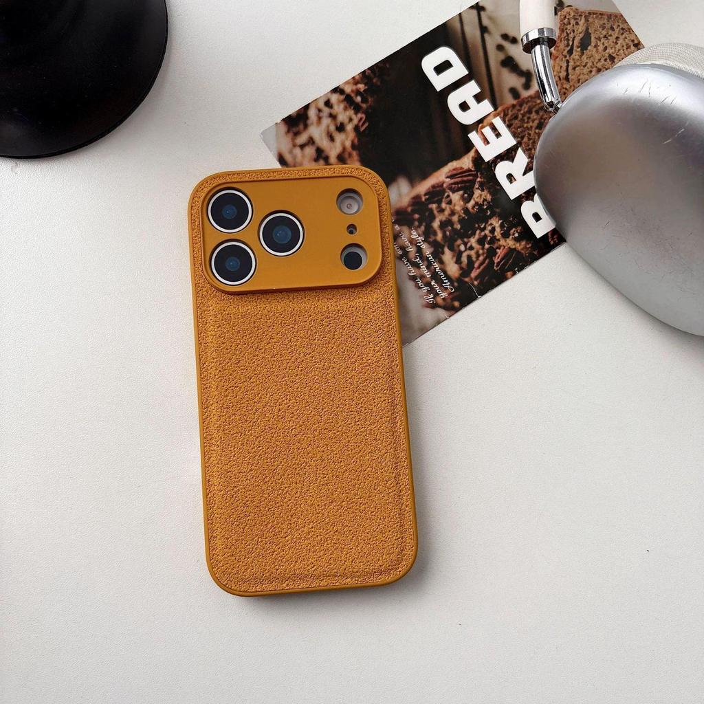 Solid Color Moon Crater Leather Phone Case for Apple 17PROMAX/15PRO - Trendy, Drop-Proof, Protective