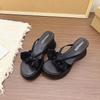 Bow Thick Bottom Heightening Slippers Female 2025 New Summer Wear Fashion Fairy Style Cool Slippers