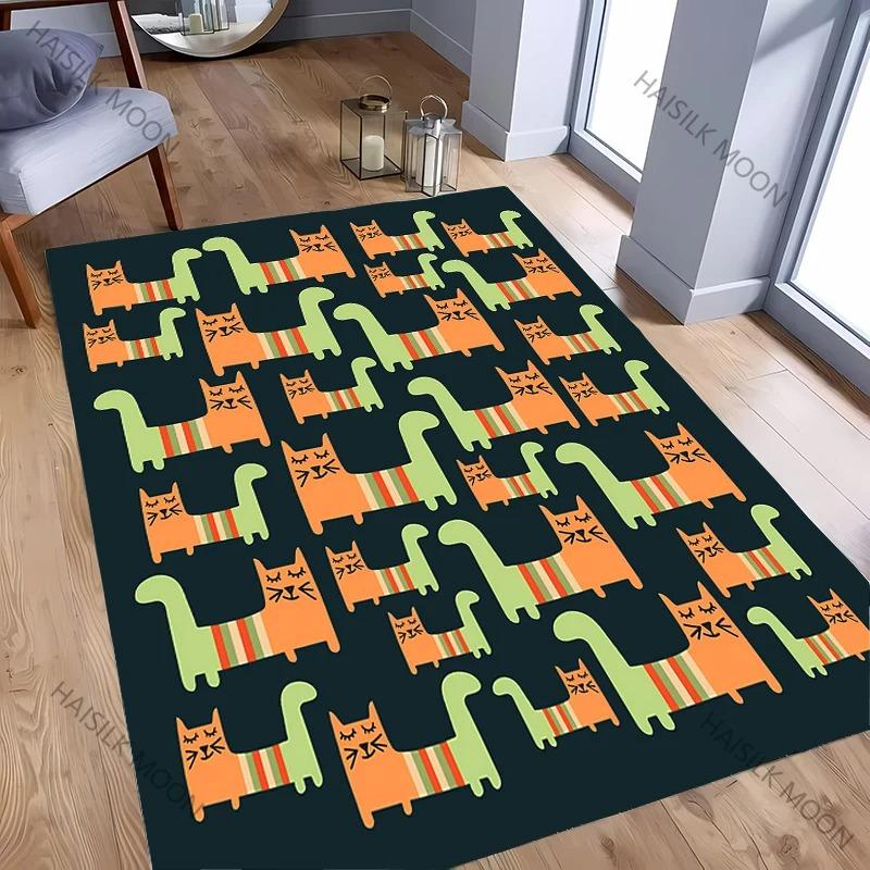 Abstract Style Cat Patter Indoor Carpet Rug for Bedroom Living Room Kitchen Floor Mats Home Decor Non-Slip Floor Pad Rug Gift