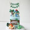 24PCS Dinosaur Cake Topper, Dinosaur Eggs Leaves Grasses Cake Decorations for Safari Animal Themed Birthday Party Supplies