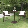 VidaXL Garden Bar Furniture 3 Pcs and Cushions Outdoor Furniture Patio Table and Chairs Garden Lounge Terrace 3094771
