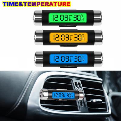 Digitale LCD-Uhr für das Auto, Temperaturanzeige, Elektronische Uhr, Thermometer, Auto, Automobil, Blaue Hintergrundbeleuchtung, Mit Clip, Autozubehör