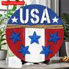 2D flat 20*20cm1pc USA Flag Theme Red&White&Blue stripes Star elements Round ornament, Patriotic Independence Day Welcome Sign For Wall, Simple