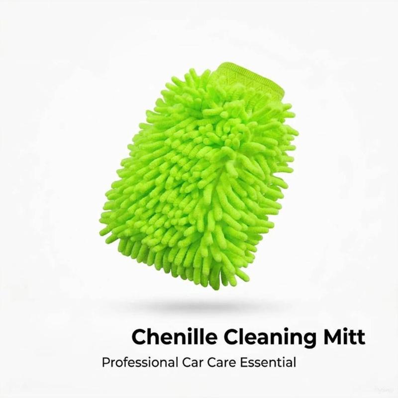 Double Layer Wool Blend Vehicle Wash Mitts Superior Dust Absorption Ergonomic Design Safe For Paint Glass Trim