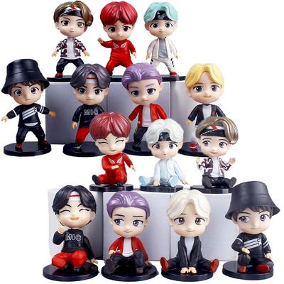 Set de 7 Figurines Cartoon BTS, Figurine d'Action Mignonne Bangtan Boys, Poupées Collectionnables pour Fans ARMY Kpop pour Décoration de Bureau