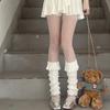 Womens Lolitas Knit Long Socks Ruffle Leg Warmers Harajuku Booties Socks Winter Warm Ankle Heap Socks