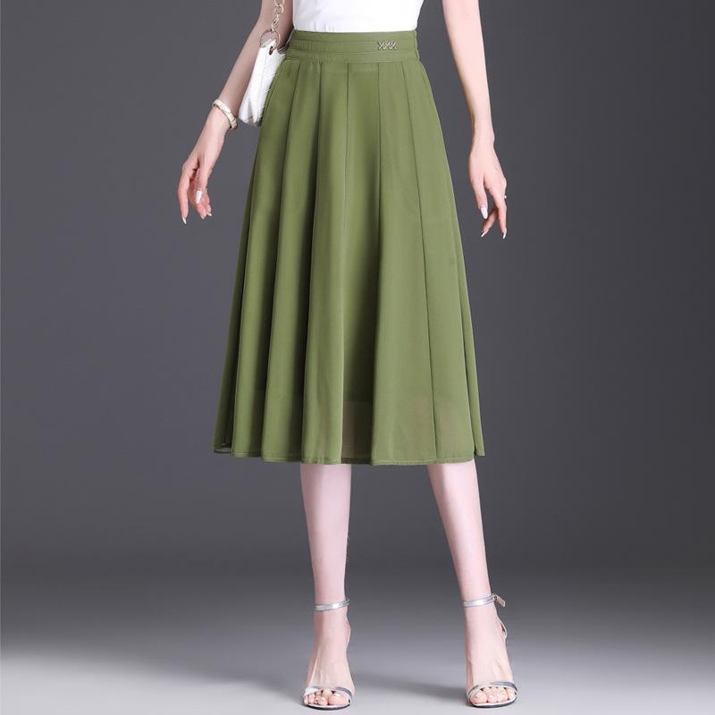 Bust skirt women's summer medium length pleated skirt a word women's drape feeling high waist spring women's small spring and autumn high sense