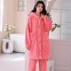 Coral Velvet Pajamas Women's New Winter Long Sleeve Thick Warm Jacquard Velvet Home Suit Can Be Worn Outside
