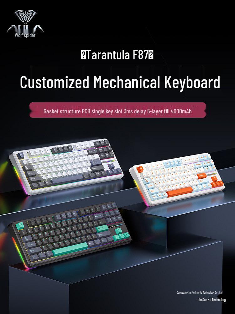 Wolfspider F87 Pro V2 Wireless Mechanical Gaming Keyboard with Bluetooth and Custom Side Engraving.