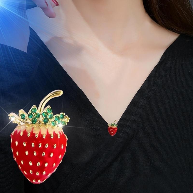Delicate Strawberry Shaped Pin Multi Use Clothing Fastener Chic Jewelry Accessory For Daily Wear Gift