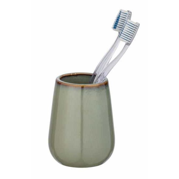 Gobelet - WENKO - Sirmione - Céramique - Vert Avec Accents En Cuivre - Accessoires De Salle De Bain